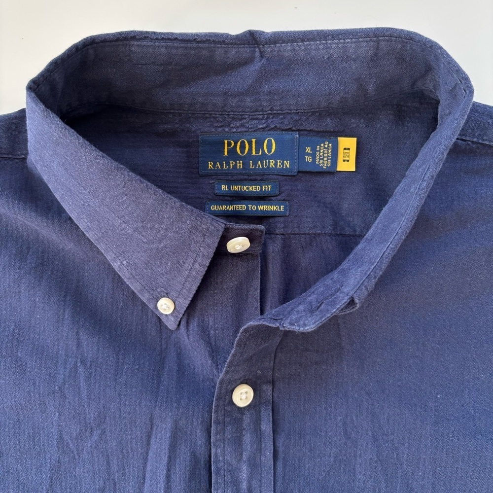 Polo Ralph Lauren Men's Navy Blue RL Prepster Classic Fit Seersucker Shirt LARGE - Picture 7 of 12